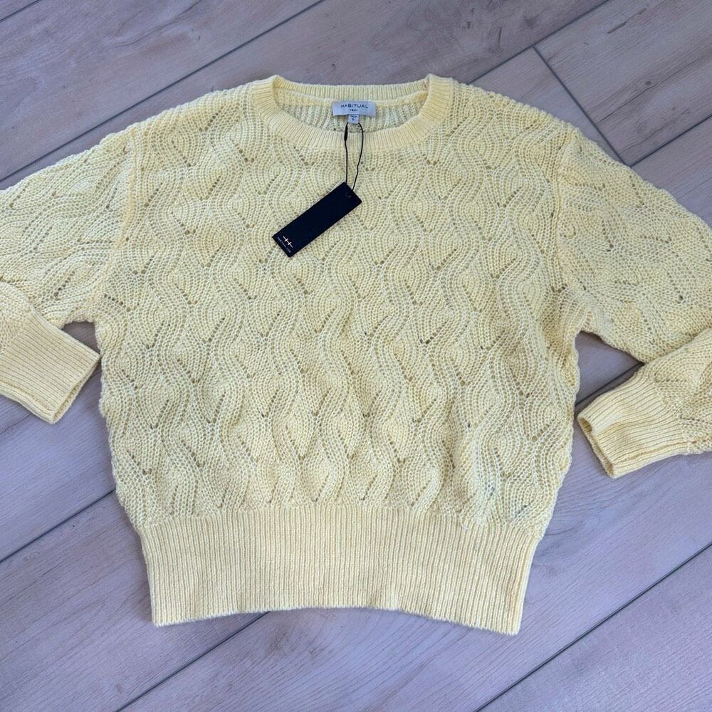 Habitual Knit Sweater Small Long Sleeve Wool Alpaca Pastel Casual Blouse Top NWT
